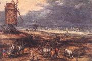 BRUEGHEL, Jan the Elder Landscape with Windmills fdg oil painting